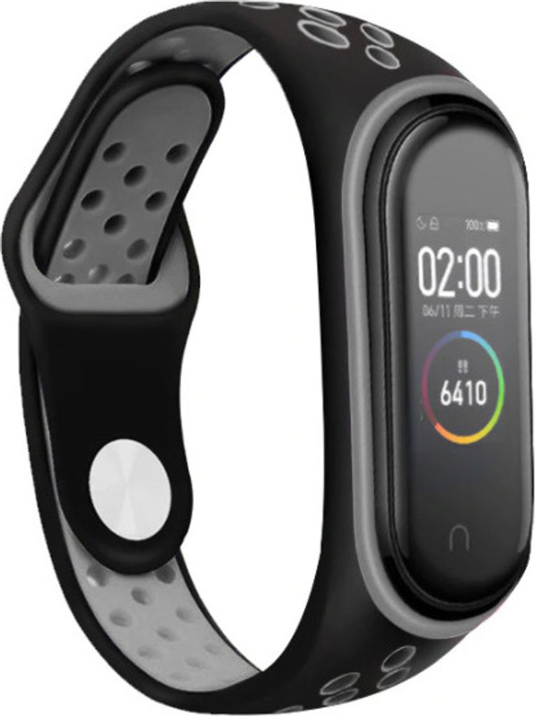 Strap-it Xiaomi Mi Band 3 / 4 Sportarmband (Schwarz / Grau)