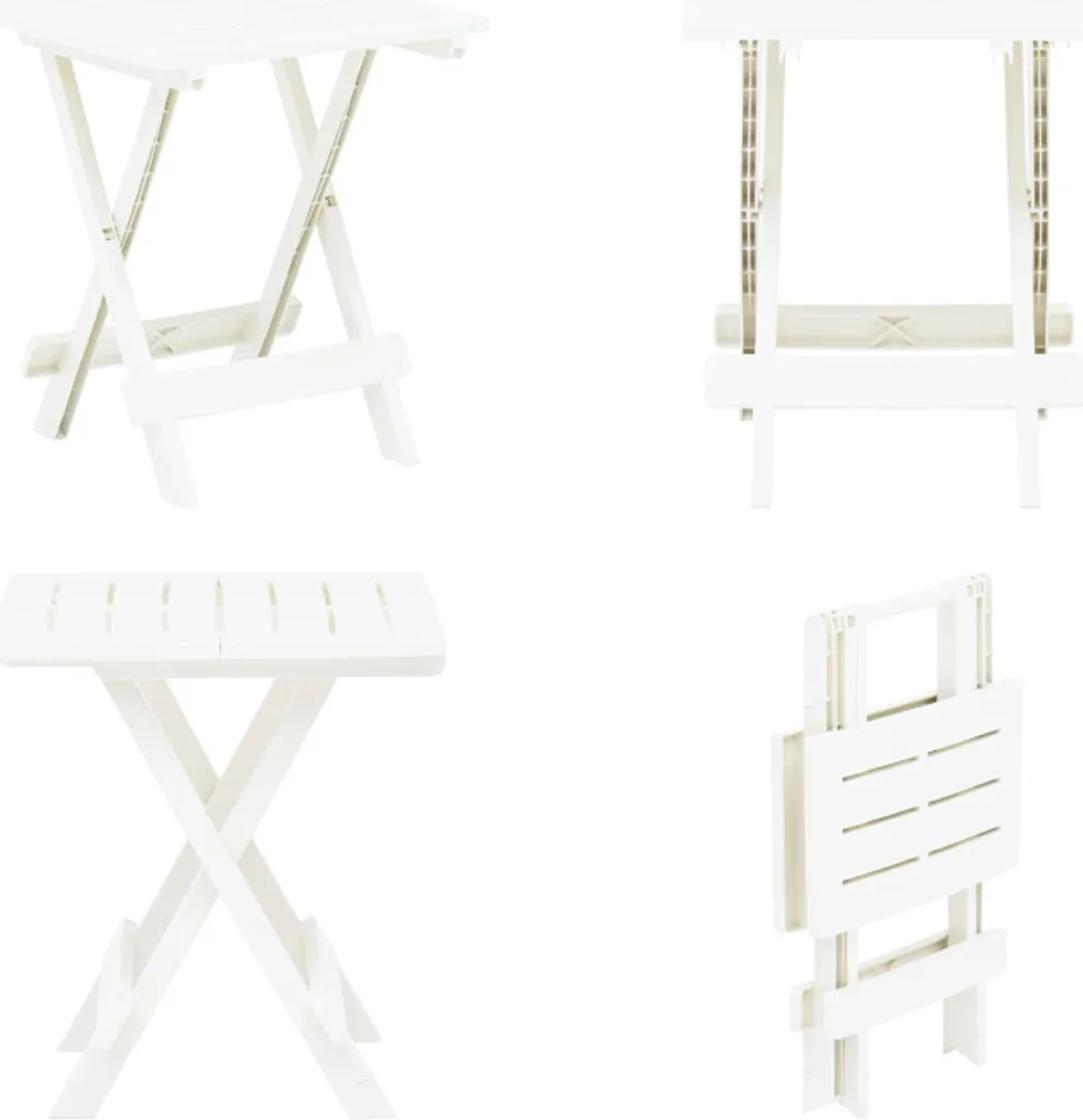 VidaXL Tavolo da Giardino Pieghevole Bianco 45x43x50 cm in Plastica