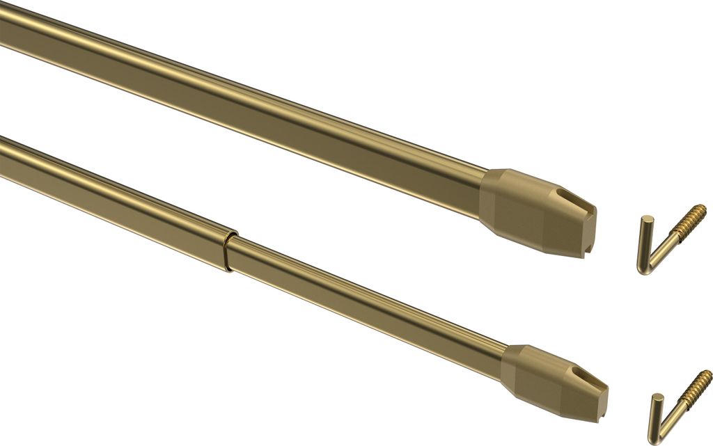 Interdeco Vitragestangen / ausziehbare Scheibenstangen Messing-farbig, Typ Geno, 40-60 cm, Pack. 2 Stück