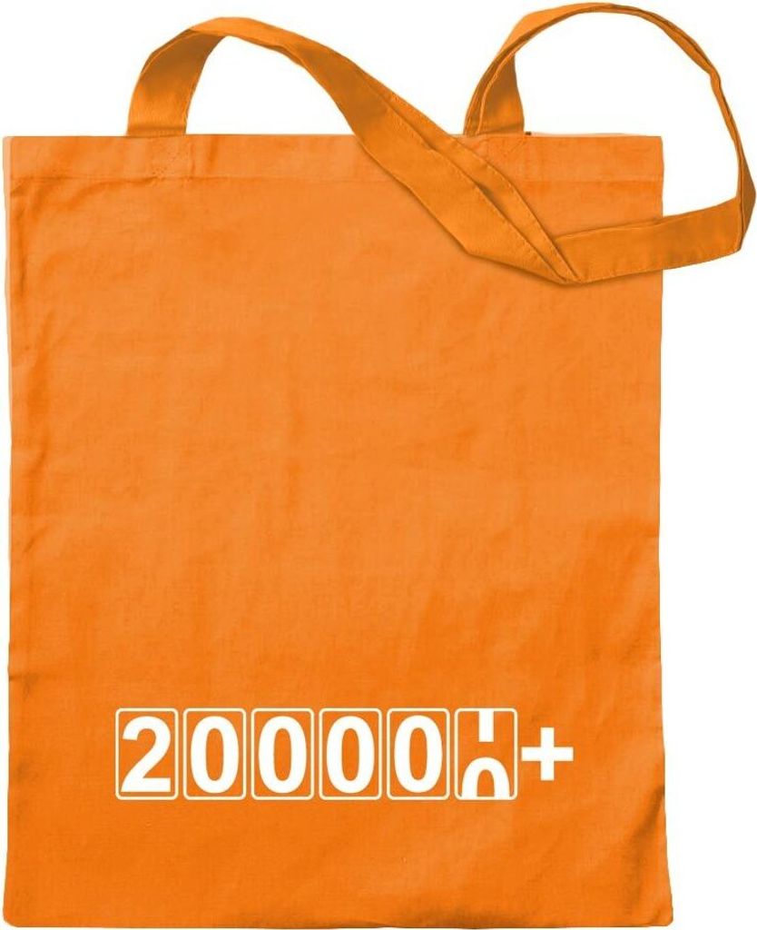 Kiwistar - Baumwolltasche - mandarin - Kilometeranzeige 200000+ Tacho - Tragetasche Stoffbeutel Umhängetasche Langer Henkel