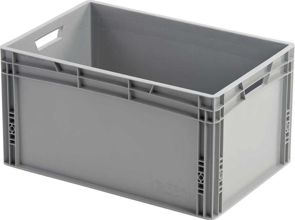Eurobox 60x40x32 in Grau - Aufbewahrungsbox ohne Deckel mit Griffe bis 20kg belastbar, Polypropylen