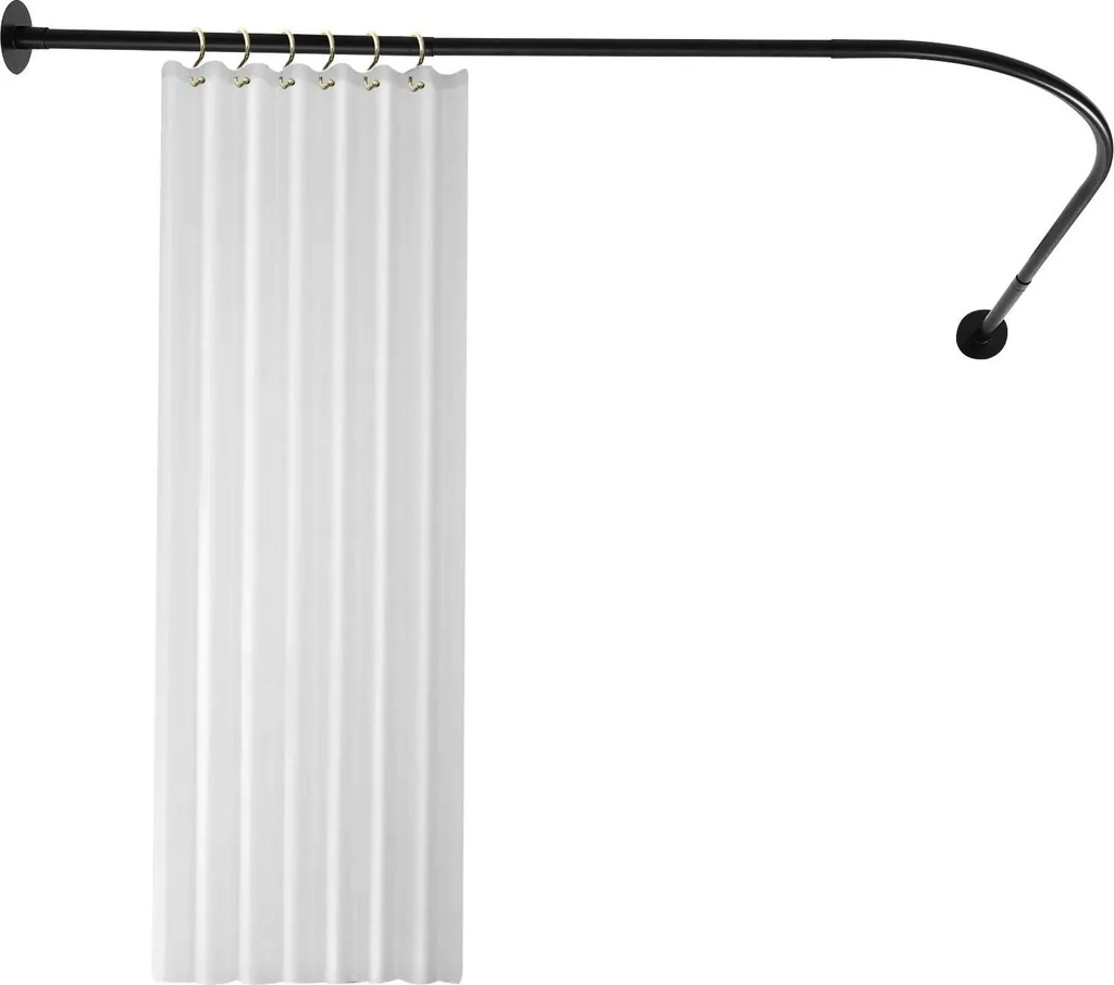 Asta Tenda Doccia L Regolabile 72-130cm Nero Inox Senza Fori