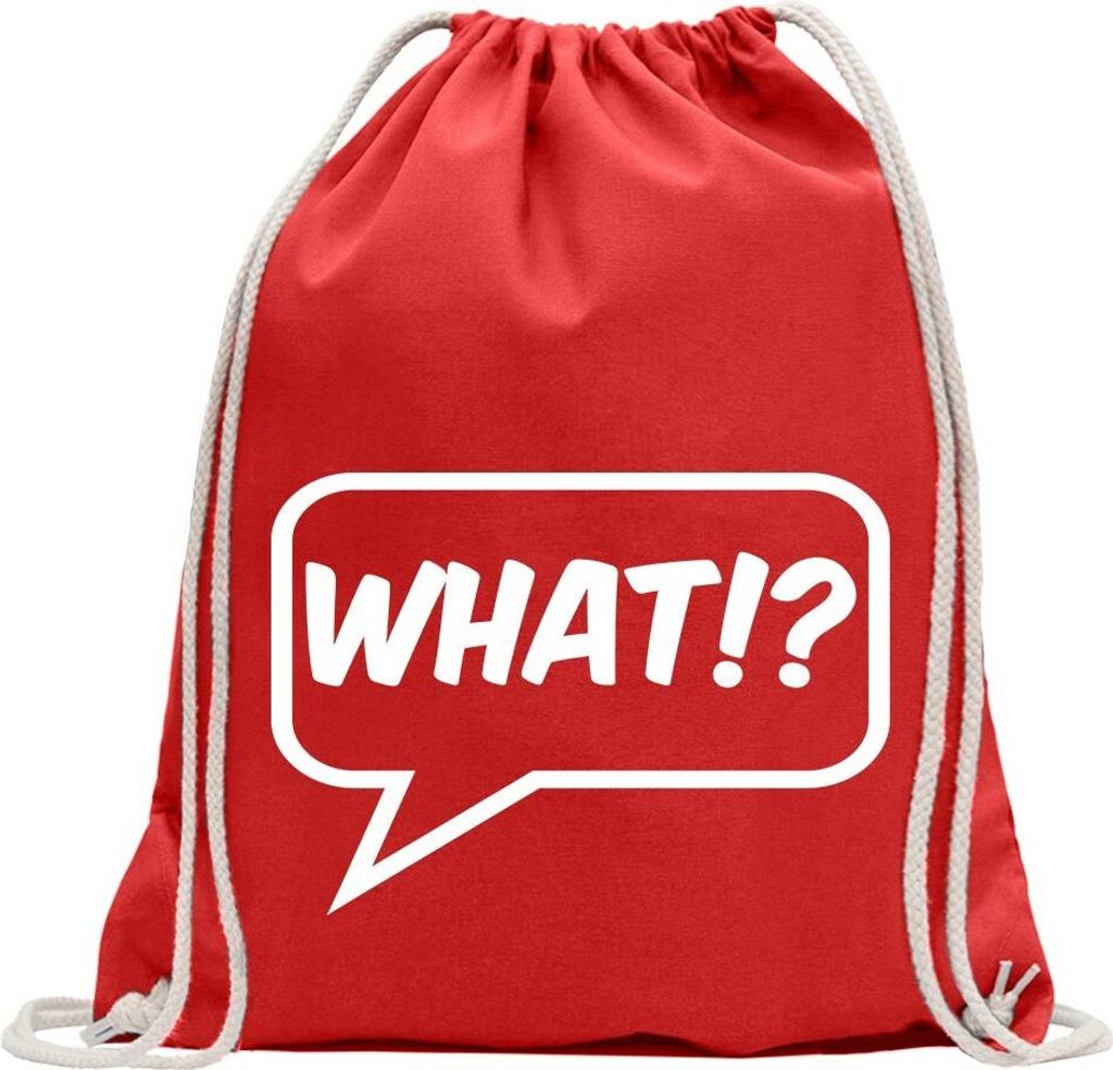 Kiwistar - Turnbeutel - rot - WHAT!? - Fun Rucksack Sport Beutel Gymsack Baumwolle mit Ziehgurt