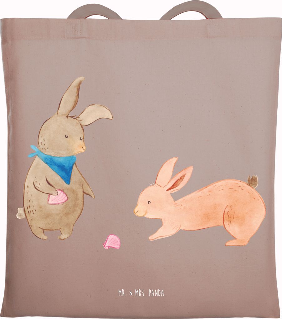 Mr. & Mrs. Panda Schultasche Hasen Muschel - Braun Pastell - Geschenk, Muttertag, Tote Bag, Muscheln, Einkaufstasche, Strand, Shopping Tasche, Best...