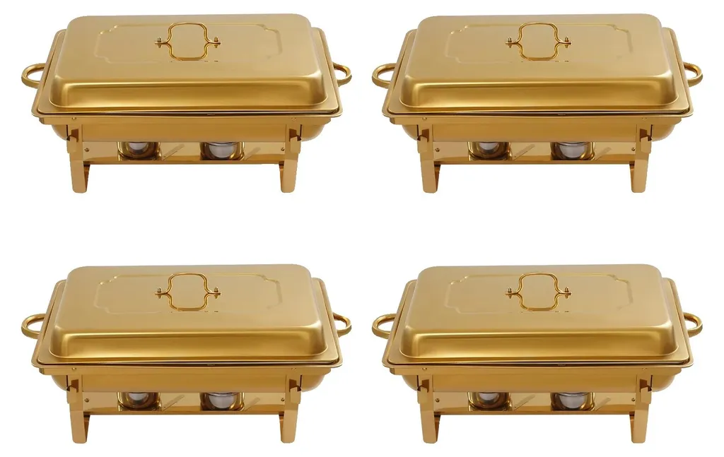 Réchaud de table doré en acier inoxydable élégant - Finition Miroir