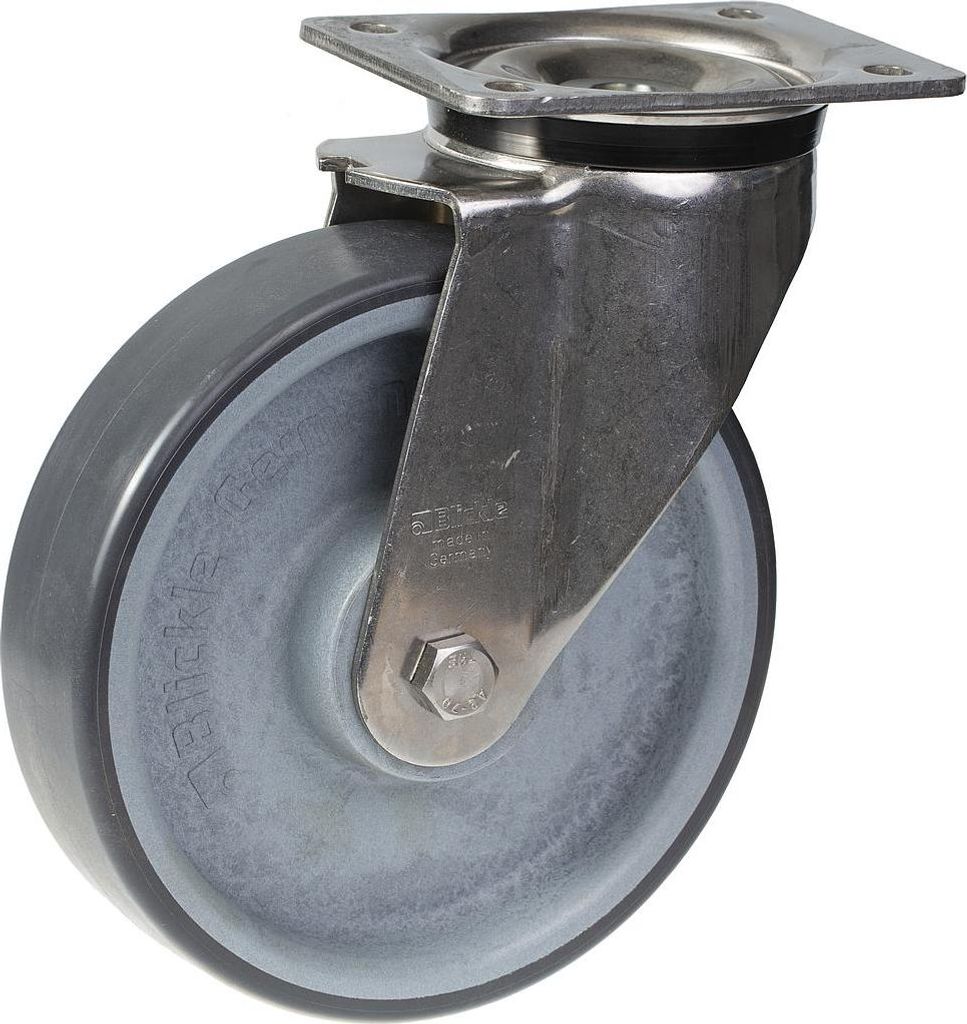 160-mm-Edelstahl-Lenkrolle mit grauem, elektrisch leitfähigem Thermoplas