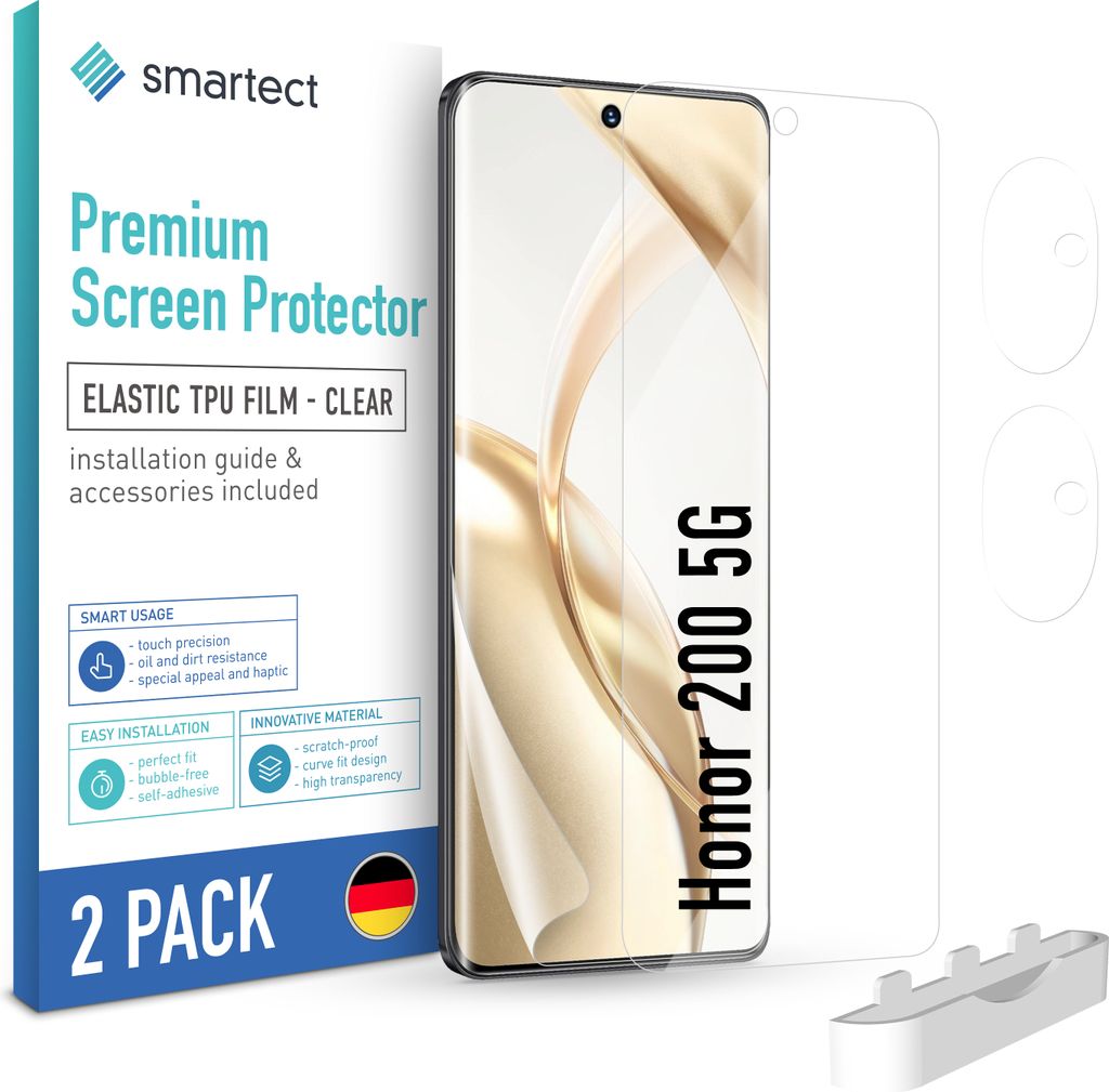 A product shot of a screen protector package for a Honor 200 5G phone.
