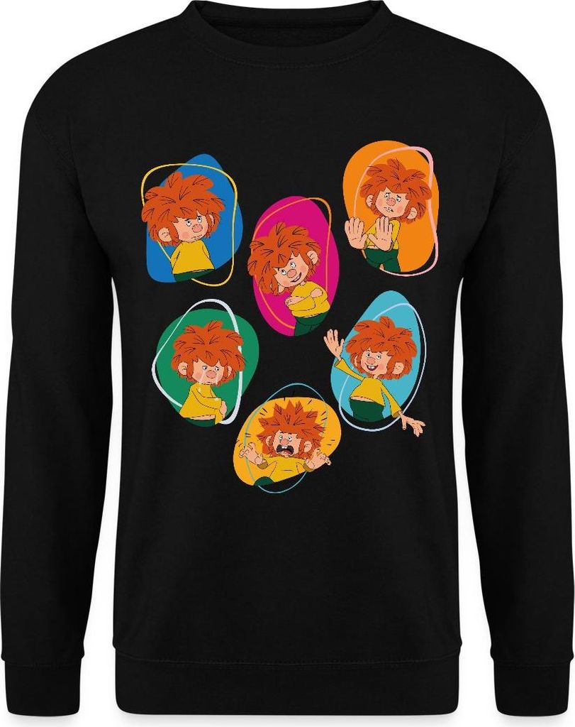 Spreadshirt Pumuckl Zeigt Verschiedene Emotionen Uni Pullover, 3XL, Schwarz
