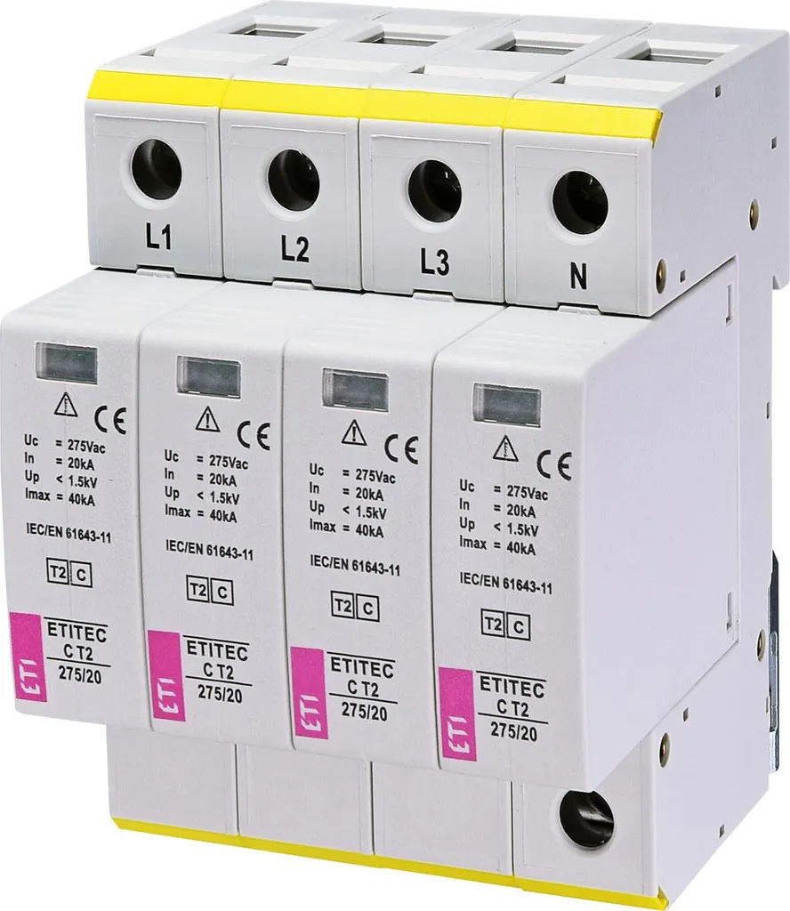 Protection Surtension Triphasée Parafoudre ETITEC C T2 275V - 20kA 4+0