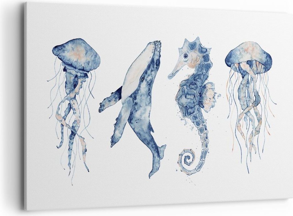 Bild auf Leinwand - Leinwandbild - Einteilig - Tiere Marine Kinder - 120x80cm - Wand Bild - Wanddeko - Wandbilder - Leinwanddruck - Bilder - Wandde...