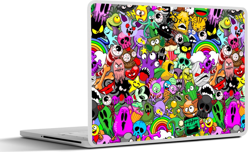 MuchoWow Laptop Aufkleber Sticker Cover Teenager - Monster - Kritzeln - Muster 36.5x27.5 cm - Laptop-Sticker