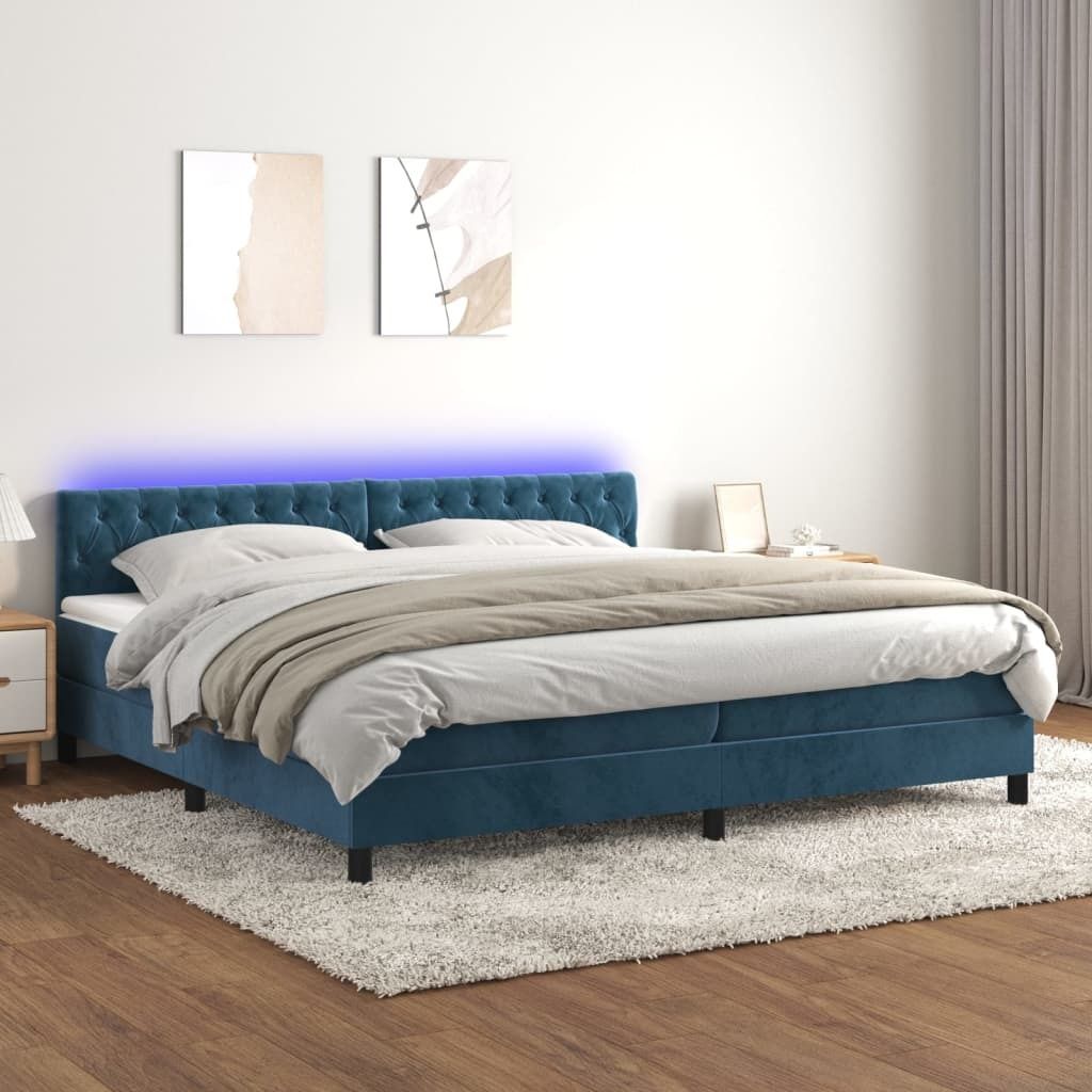 Maison Exclusive - Boxspringbett mit Matratze & LED Dunkelblau 200x200 cm Samt