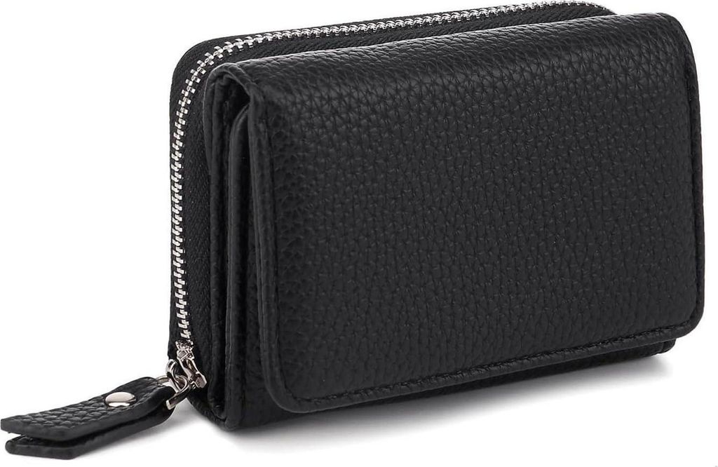 CHAOFANXI Damen Geldbörse Trifold Leder Schwarz mit 6 Produktbild 