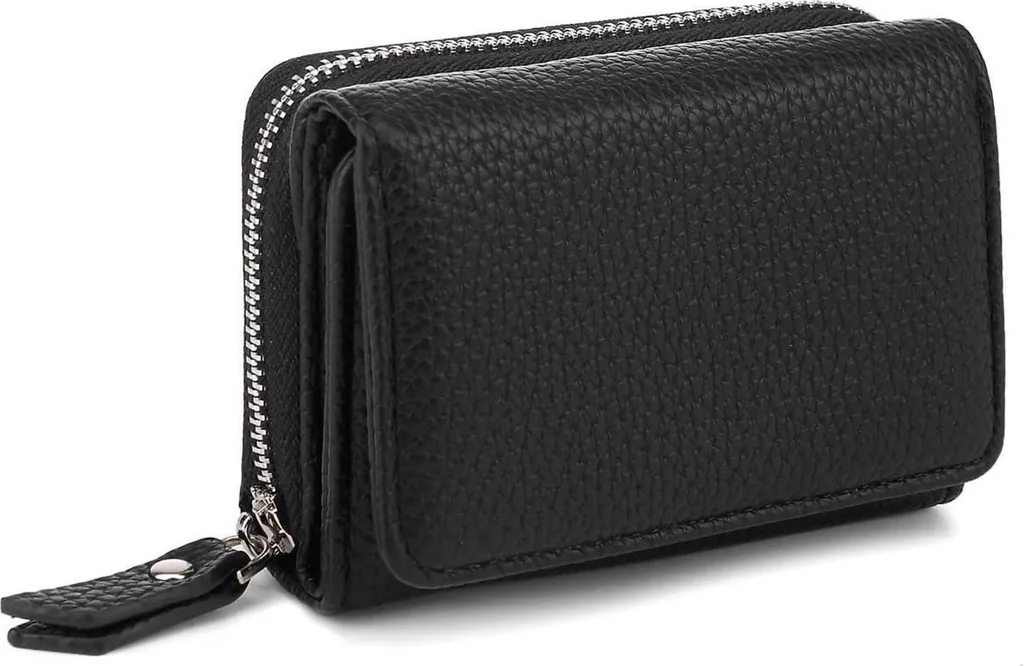CHAOFANXI Portafoglio Donna Trifold in Pelle Nera - Porta Carte e Monete