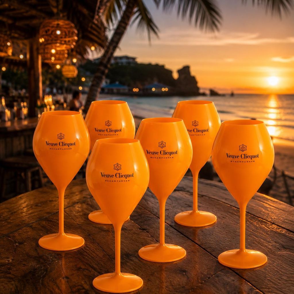 Set di 6 bicchieri da champagne arancioni in acrilico – Immagine del prodotto 