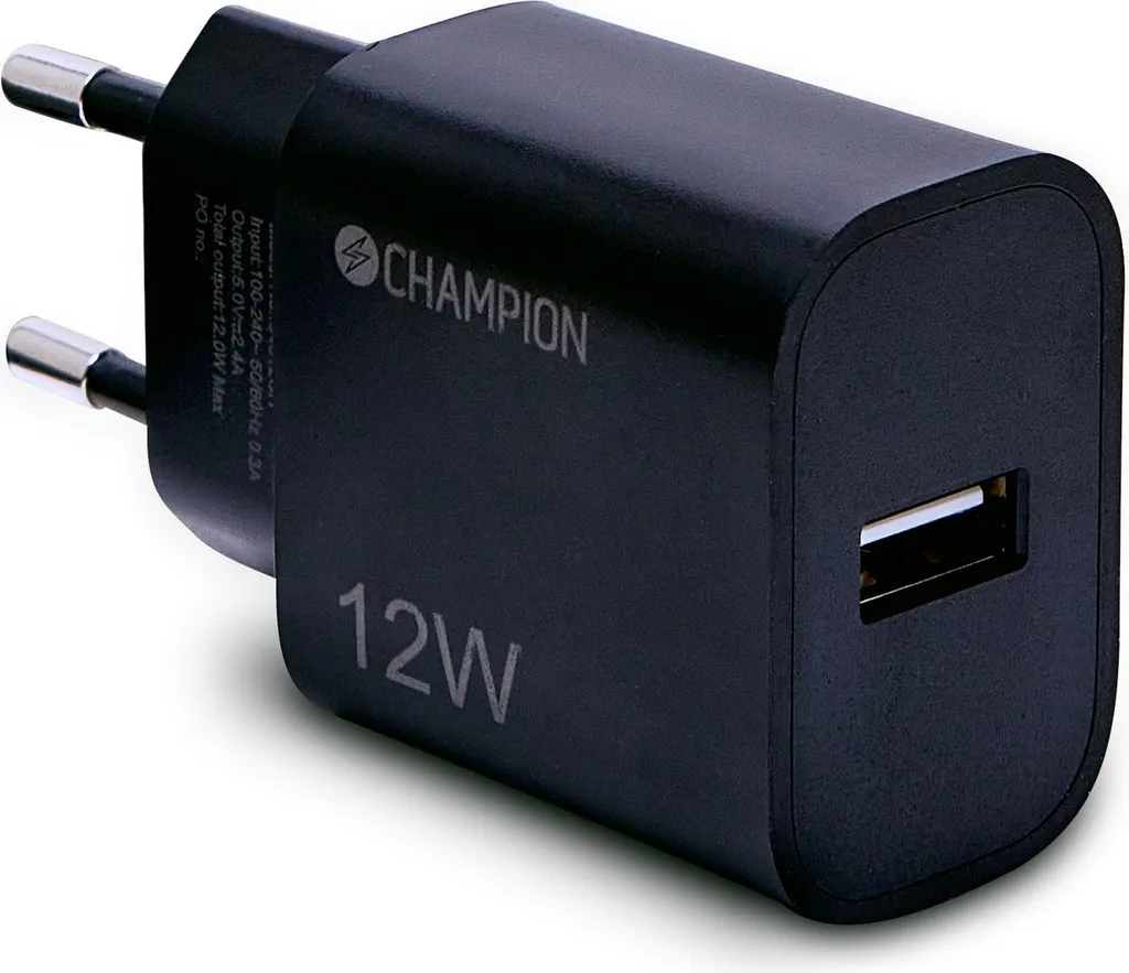 Caricabatterie 12W Nero USB Universale - Alimentatore Muro 5V 2.4A
