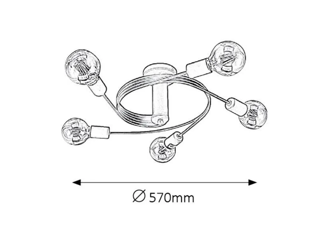 Plafonnier 5 branches noir mat E27 Carly 2096 design minimaliste chic - 7