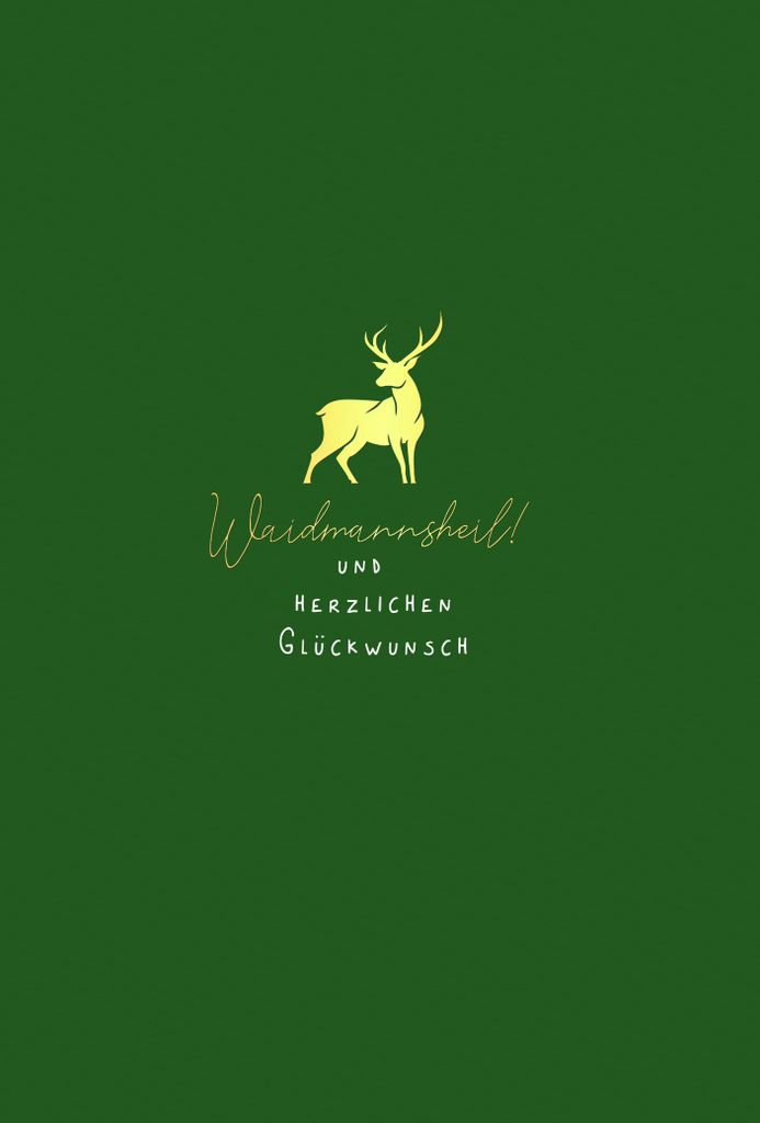 Geburtstag Karte mit Briefumschlag Jagd, Hirsch, Waidmannsheil, Jäger