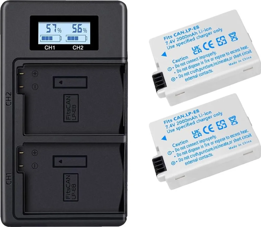 Batterie nomade pour voyage et camping, 2 pièces avec chargeur USB
