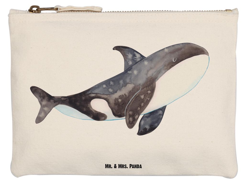 Mr. & Mrs. Panda Waschbeutel Orca Größe M - Weiß - Geschenk, Orcas, Etui, Startup, Kosmetiktasche, Kulturtasche, Wal, Federmappe, Selbstliebe, S...