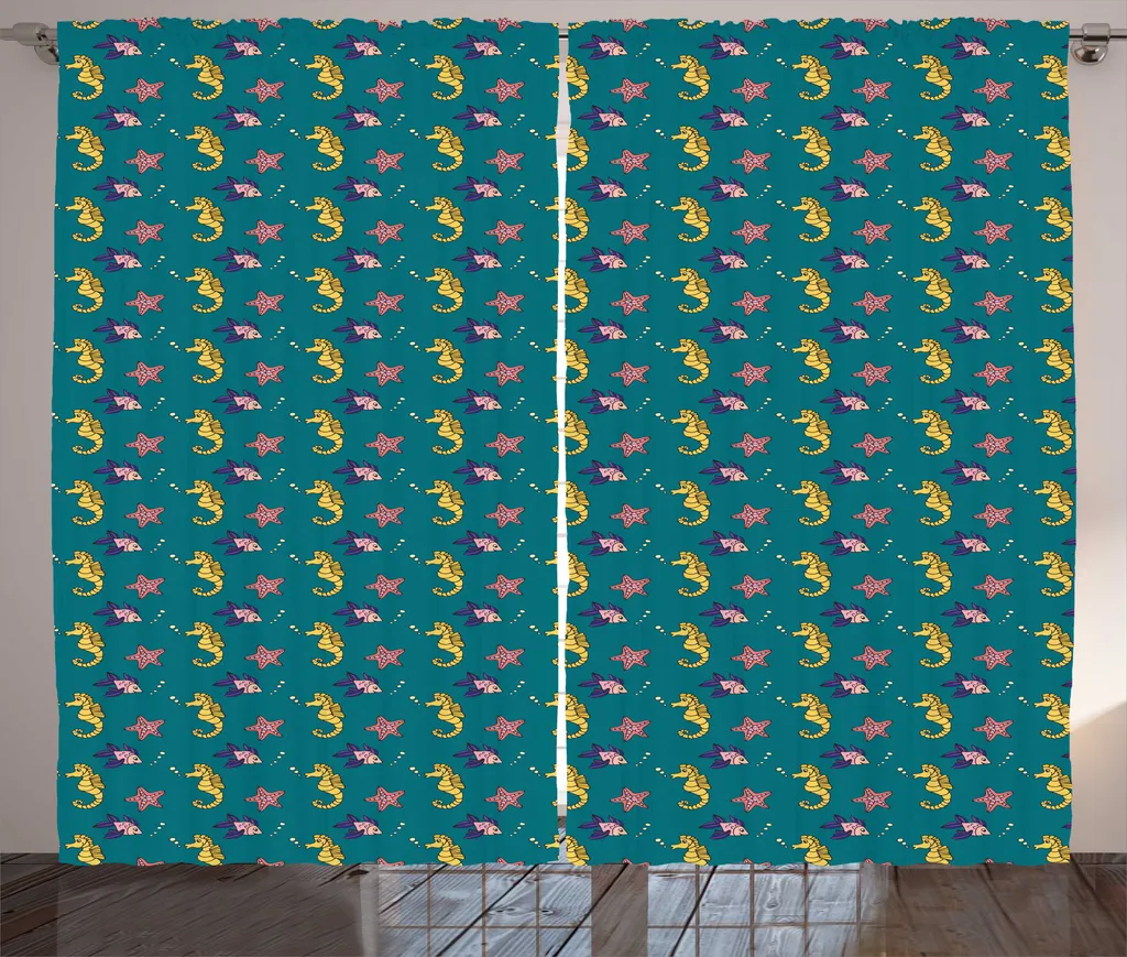 Paire de Rideaux Universels à Motifs Marins 280 x 225 cm Multicolore