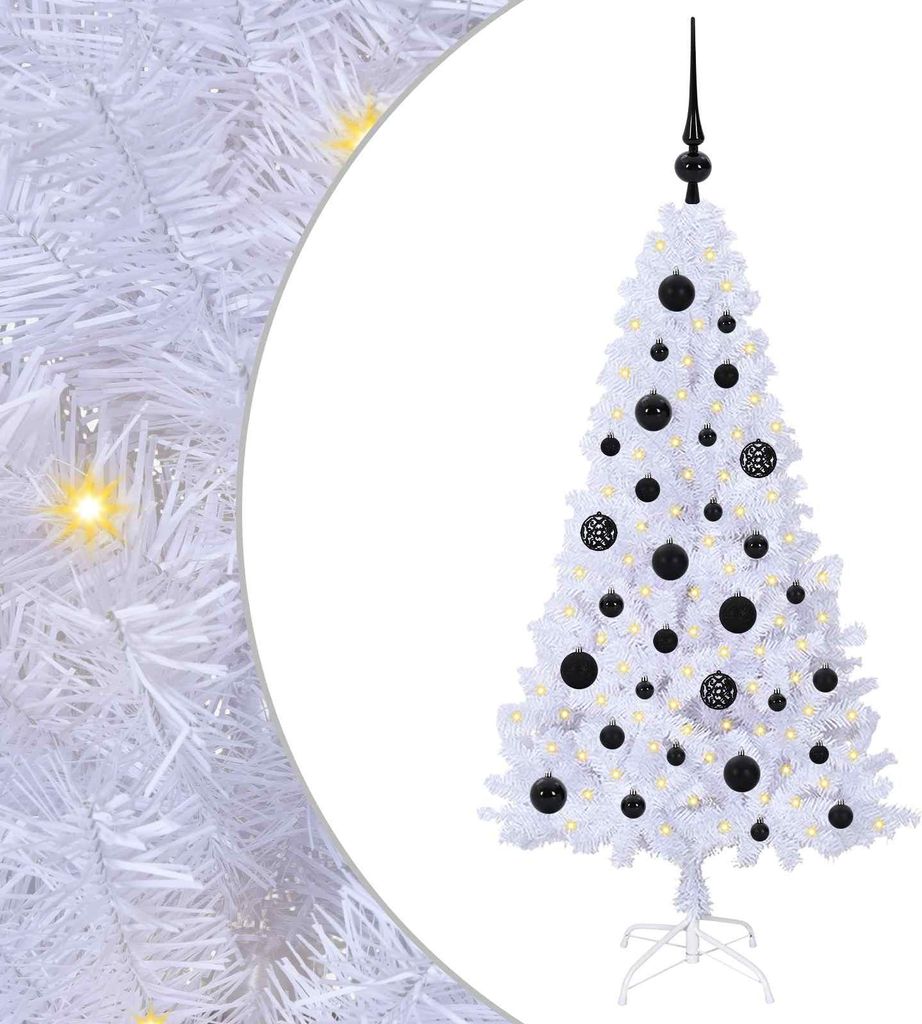 Künstlicher Weihnachtsbaum Weiß 120 cm PVC und Stahl