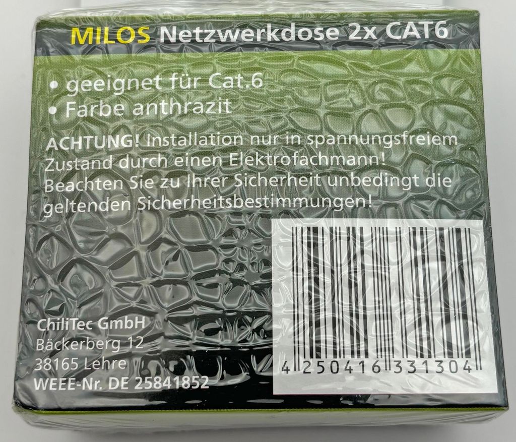 Presa di rete MILOS Cat6a da incasso 2x porta RJ45 LAN fino Immagine del prodotto 