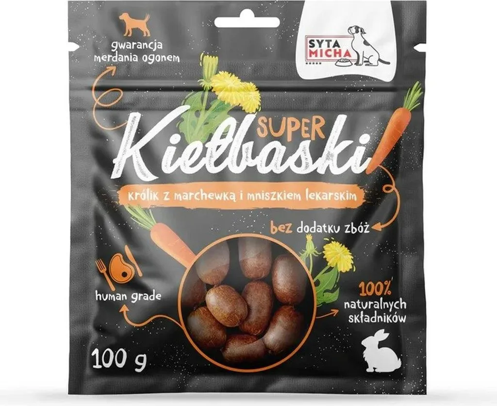 Friandises saucisses au lapin pour chien, carottes et pissenlit BIO