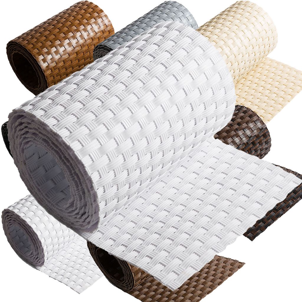 ECI Poly-Rattan Sichtschutzstreifen für Doppelstabzaun 19 | 255cm Weiß RD07 1 Rolle