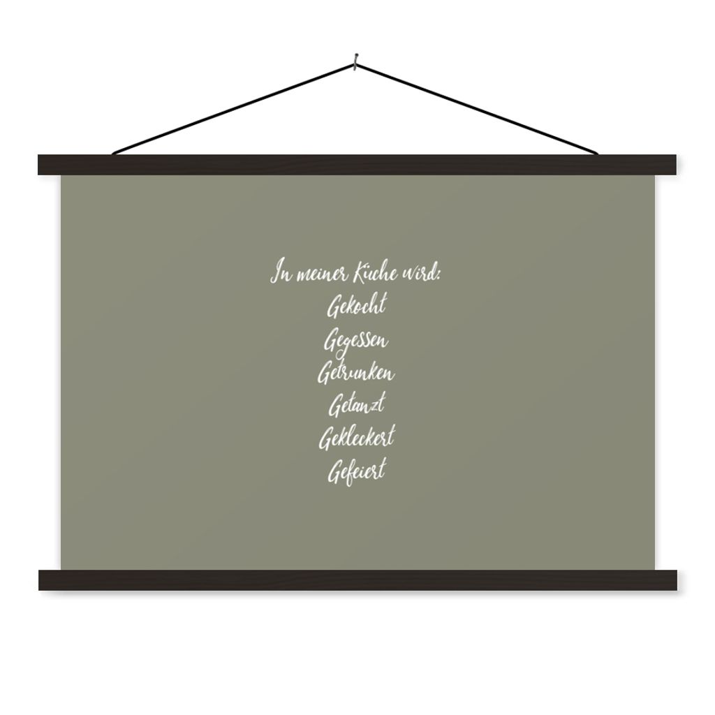 MuchoWow Textilposter Zitate - In meiner Küche - Sprueken - Kochen 60x40 cm mit schwarzem Rahmen - Hölzernes