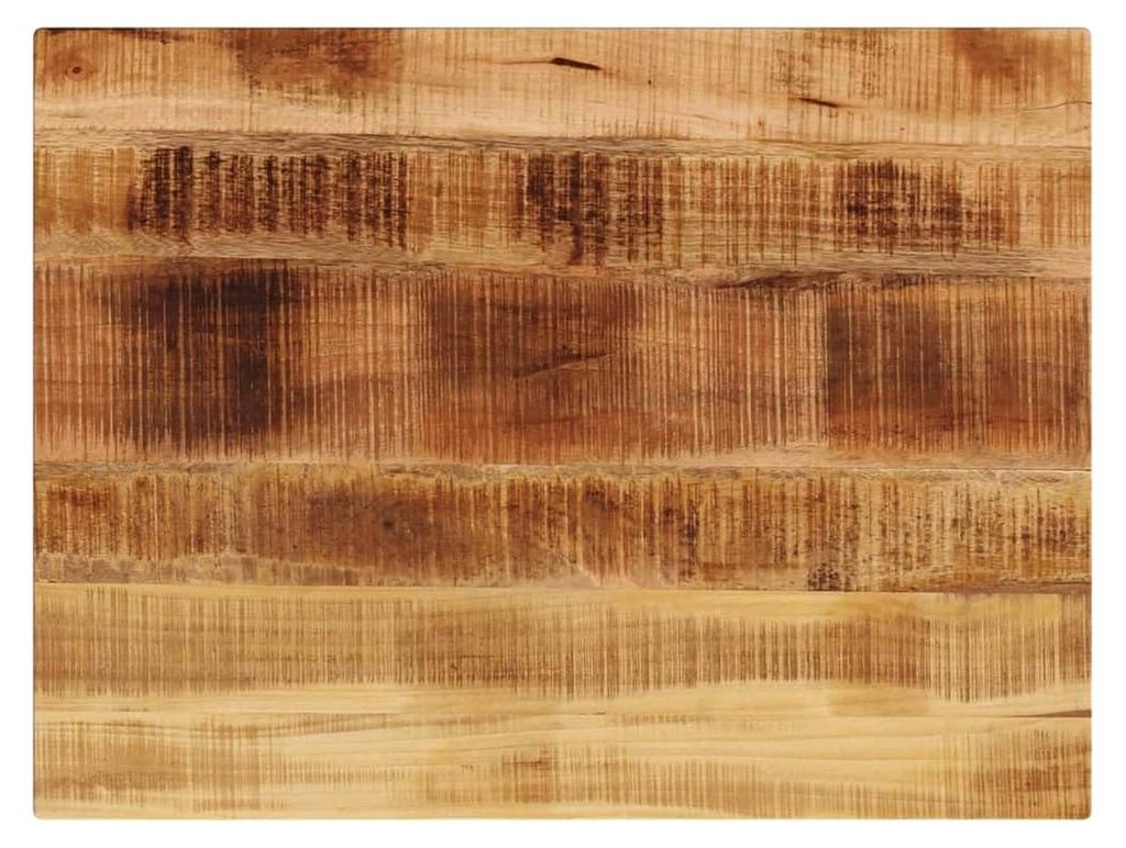 Tischplatte aus Massivholz für Esstisch oder Couchtisch, 80x60x1,5cm, Rechteckig, Raues Mango-Holz