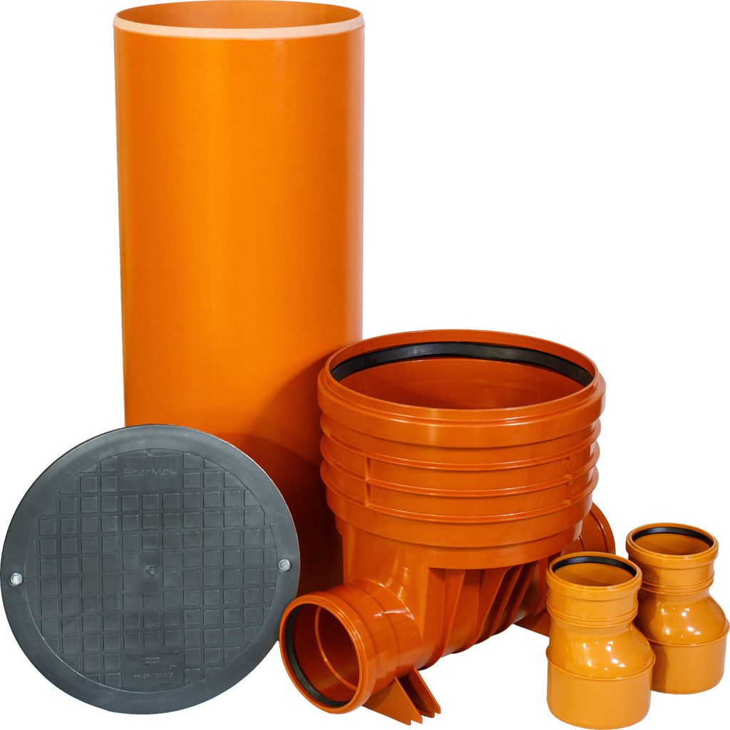 ScarMaxx Schachtsystem Set - H129 cm, B92cm - 2x DN125 - 2 x Reduzierung 160/125