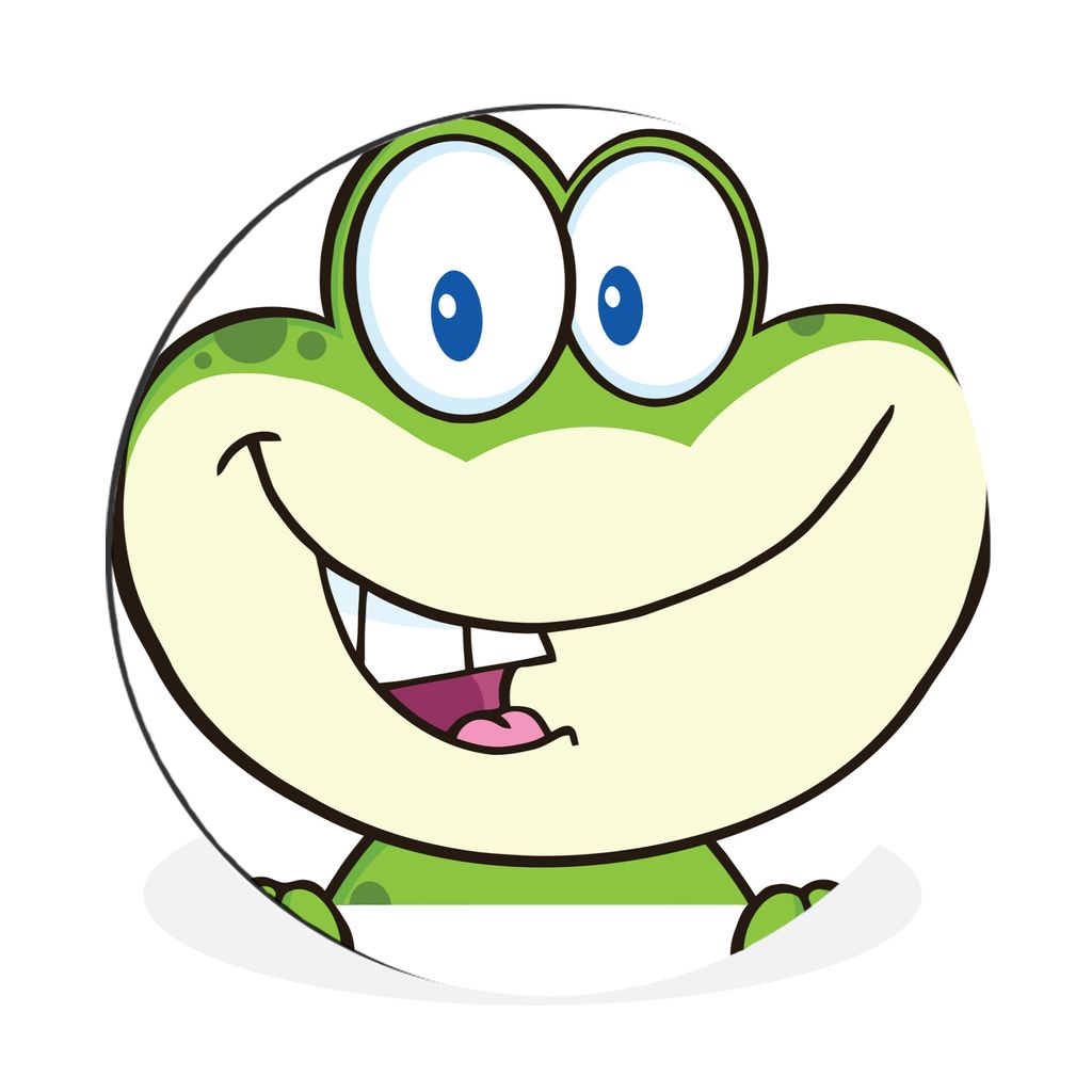 MuchoWow Aluminium Wandkreis Animation eines glücklichen Frosches Ø 60 cm Wanddeko Modern Wohnzimmer - Wand Kreis - Wandbild - Schlafzimmer - A...