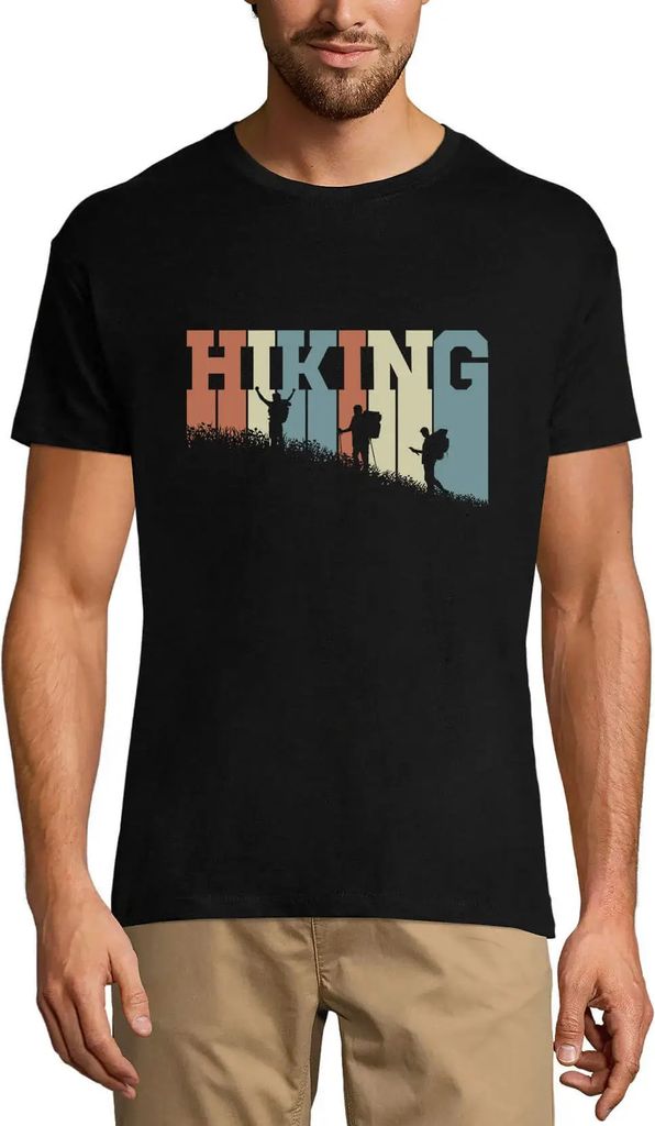Herren Grafik T-Shirt Retro-Wandern – Retro Hiking – Öko-Verantwortlich Vintage Jahrgang Kurzarm Lustige Druck Geburtstag Geschenk Mann
