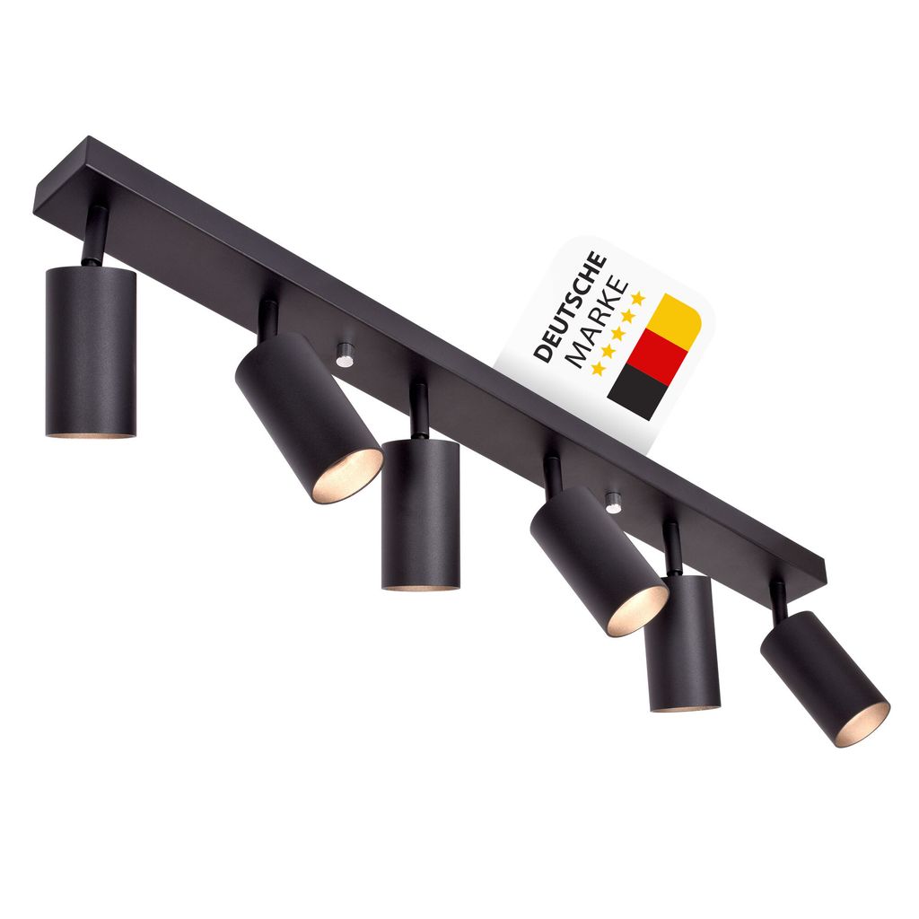 GU10 Deckenleuchte ProSpot 866-6-BK Schwarz – 6-flammig, Aluminium, IP20
