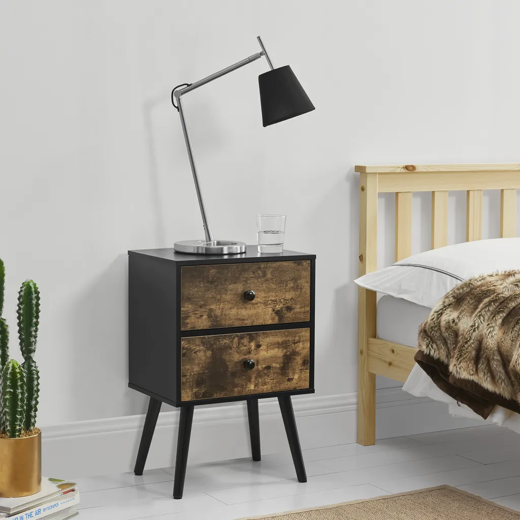 Table de nuit bois pour chambre parentale commode basse style vintage