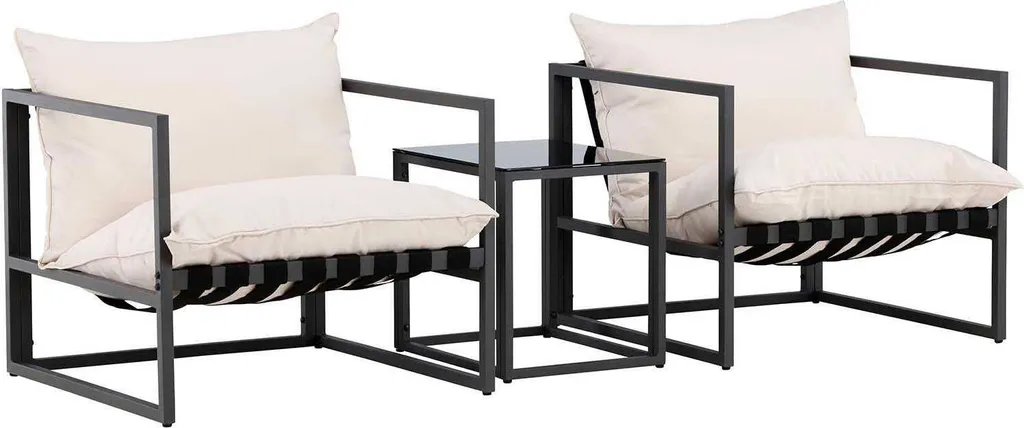 Messinasalon Ensemble de 2 Fauteuils et 1 Table d'Appoint Noire Design - 7