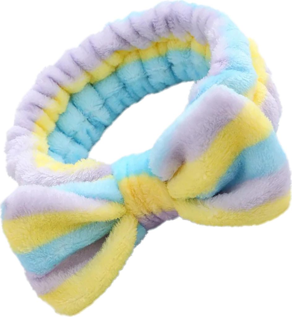 Spa-Haarband mit Polarfleece-Streifen in Blau und Gelb