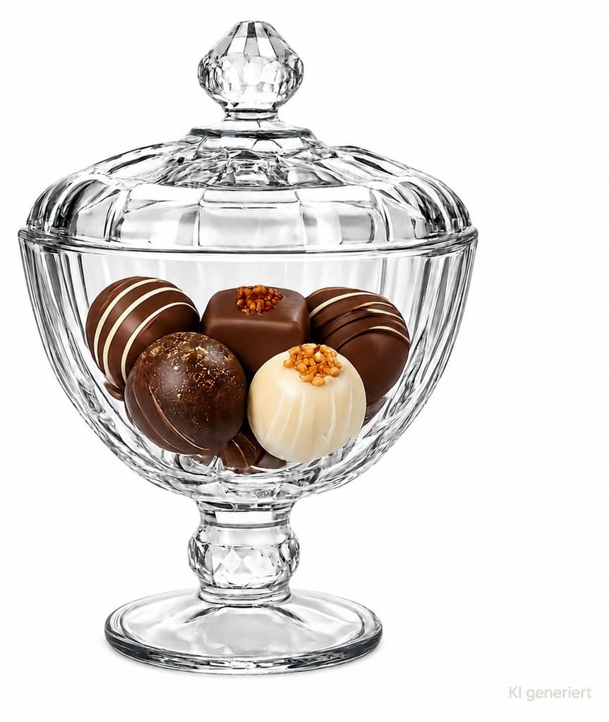 Mini-Patisserie auf Fuß mit Deckel Glas Bonbonniere Ø11cm Produktbild 