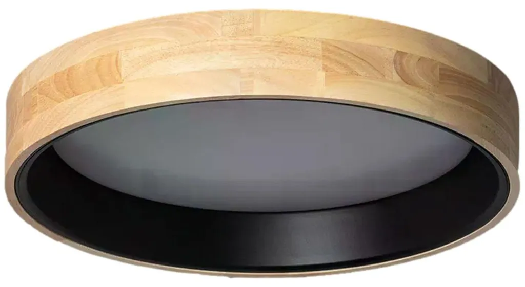 Plafonnier LED puissant 1800 lm finition bois noir pour pièce sombre