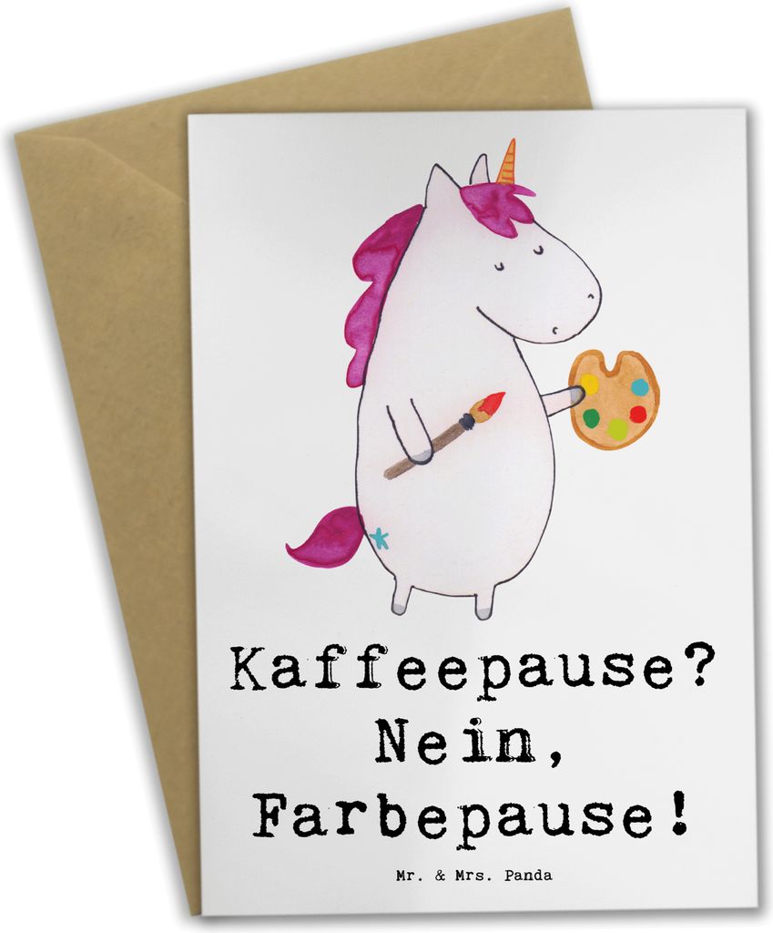 Mr. & Mrs. Panda babykarte Künstlerin Farbepause - Weiß - Geschenk, Kunstschaffende, Pause, weihnachtskarten, Klappkarte, osterkarten, Berufsgest...