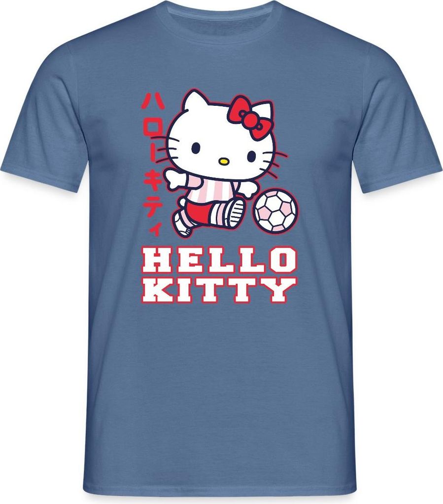 Spreadshirt Hello Kitty Spielt Fussball Sport Männer T-Shirt, XL, Taubenblau