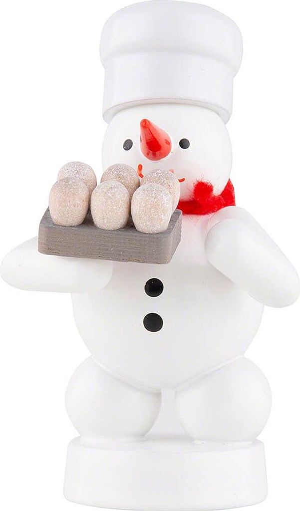 Schneemann Bäcker mit Eier (8cm) von Zenker Volkskunst
