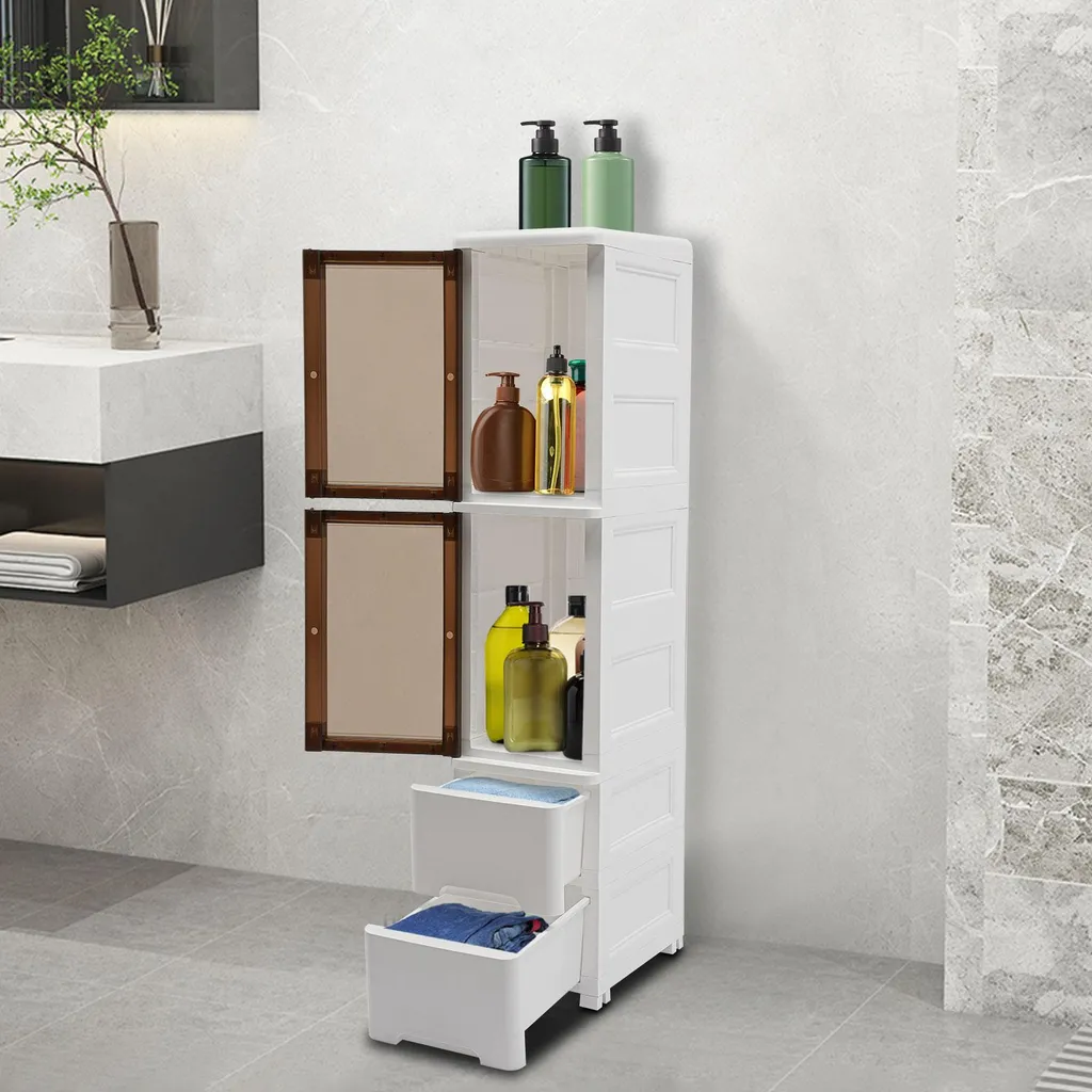 Étagère de rangement blanche multifonctionnelle à 4 compartiments fixe - 4