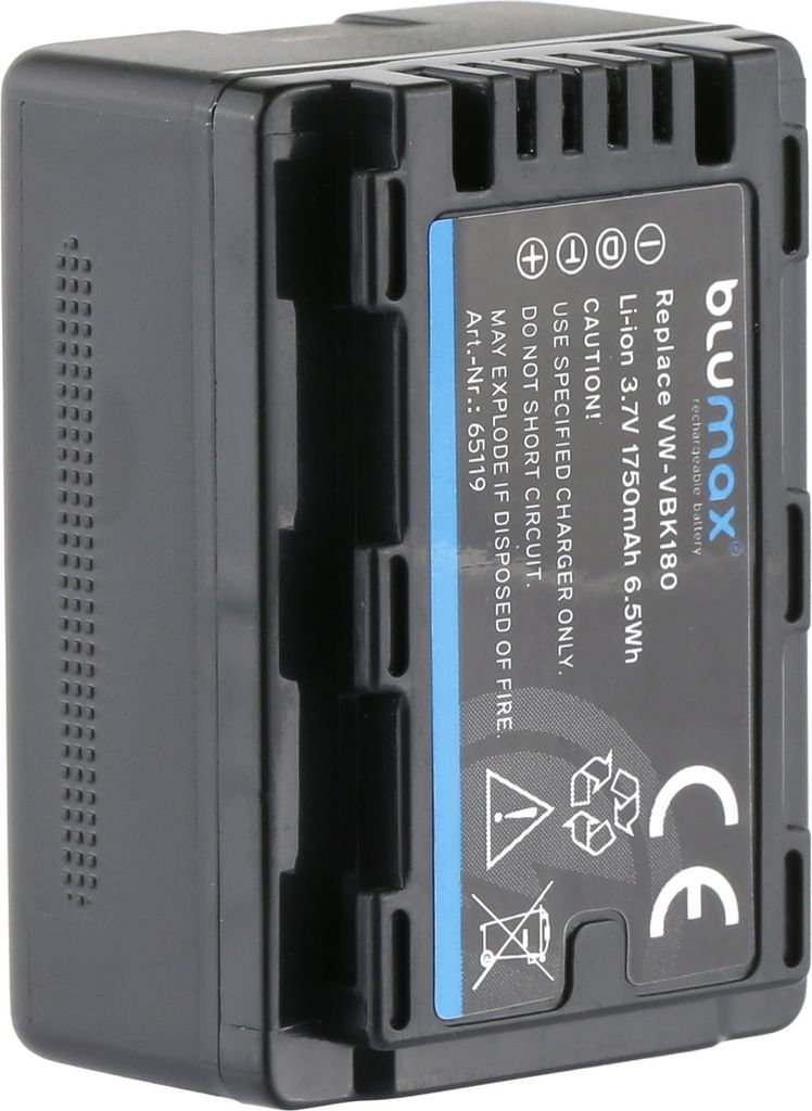 Blumax Akku | für Panasonic VW-VBK180 Digitalkamera | Kapazität 1750mAh |Spannung 3,6Volt | Video- und Kamerazubehör