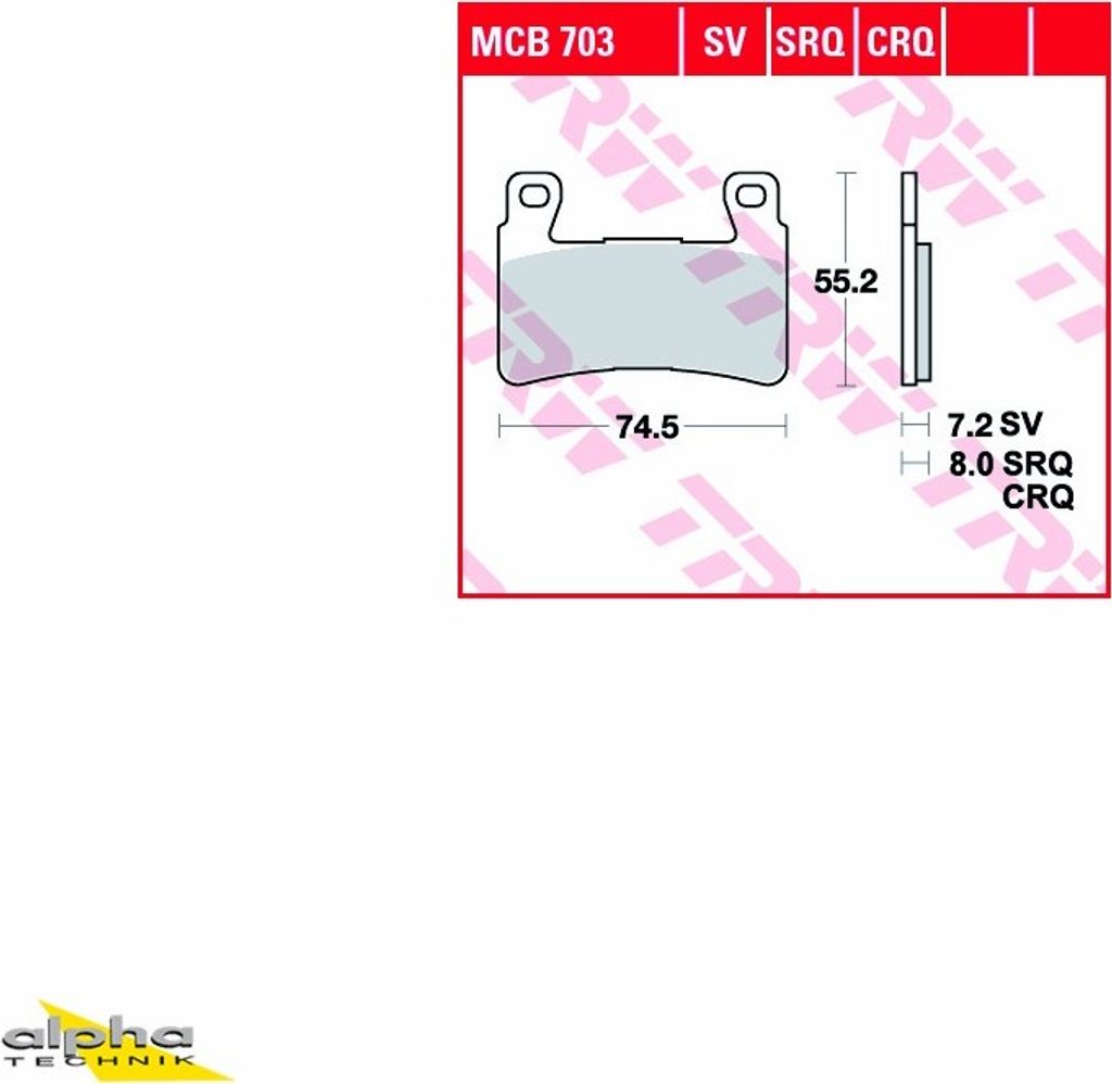 TRW Bremsbelagsatz MCB703SV CBR900RR Fireblade SC33 GT250 Produktbild 