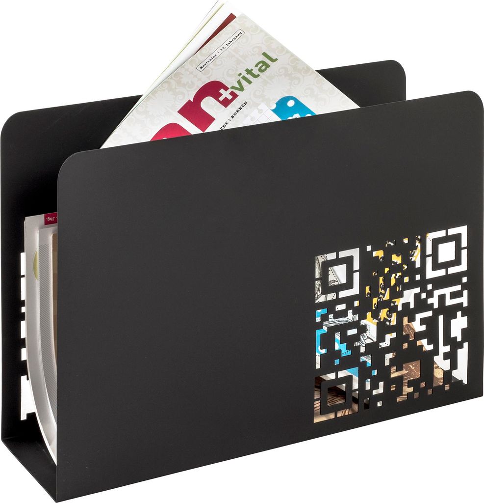 Stojan na noviny HAKU, čierny – kov, Š/V/H: 35 x 26 x 10 cm Obrázok produktu 