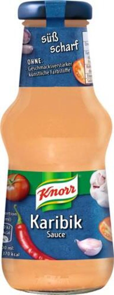 A bottle of Knorr Karibik Sauce.