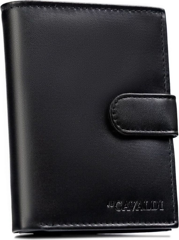4U Cavaldi | Großes Portemonnaie, aus Bio-Leder, für Herren, Schwarz, 10x12.5 cm