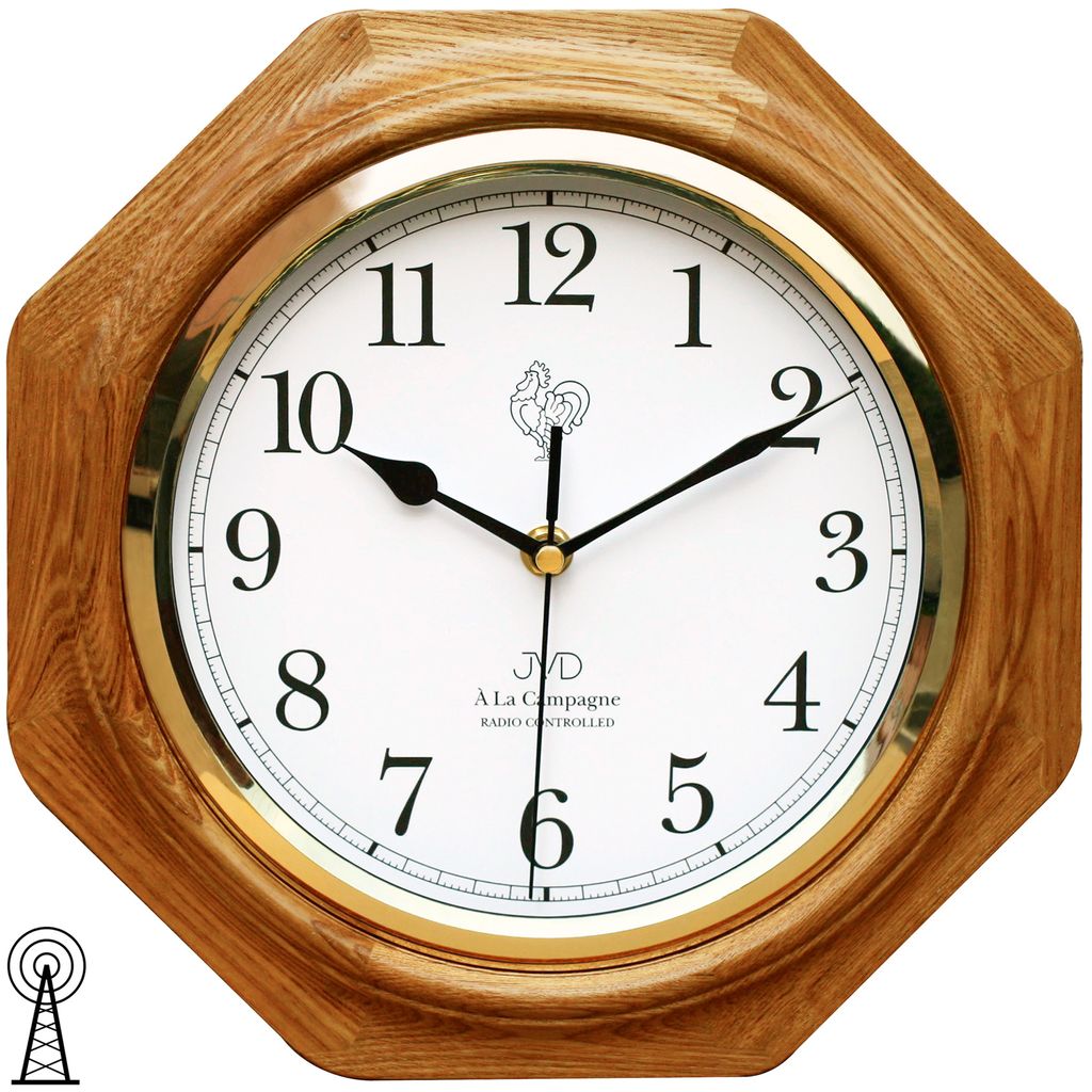 JVD NR7172.4 Wanduhr Funk Funkwanduhr analog eckig achteckig Holz eiche farben